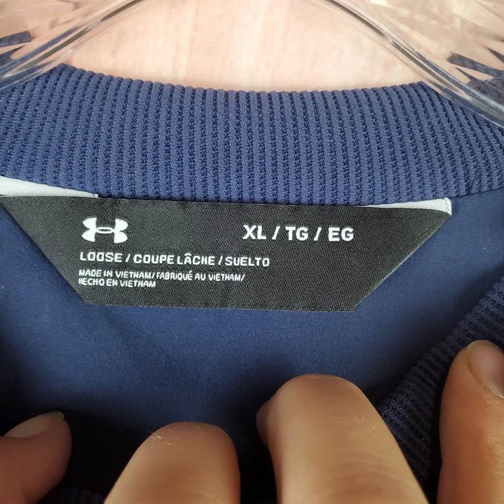 Under Armour Auburn Tigers Football Team Jacket Mens XL Blue Stretch Full Zip